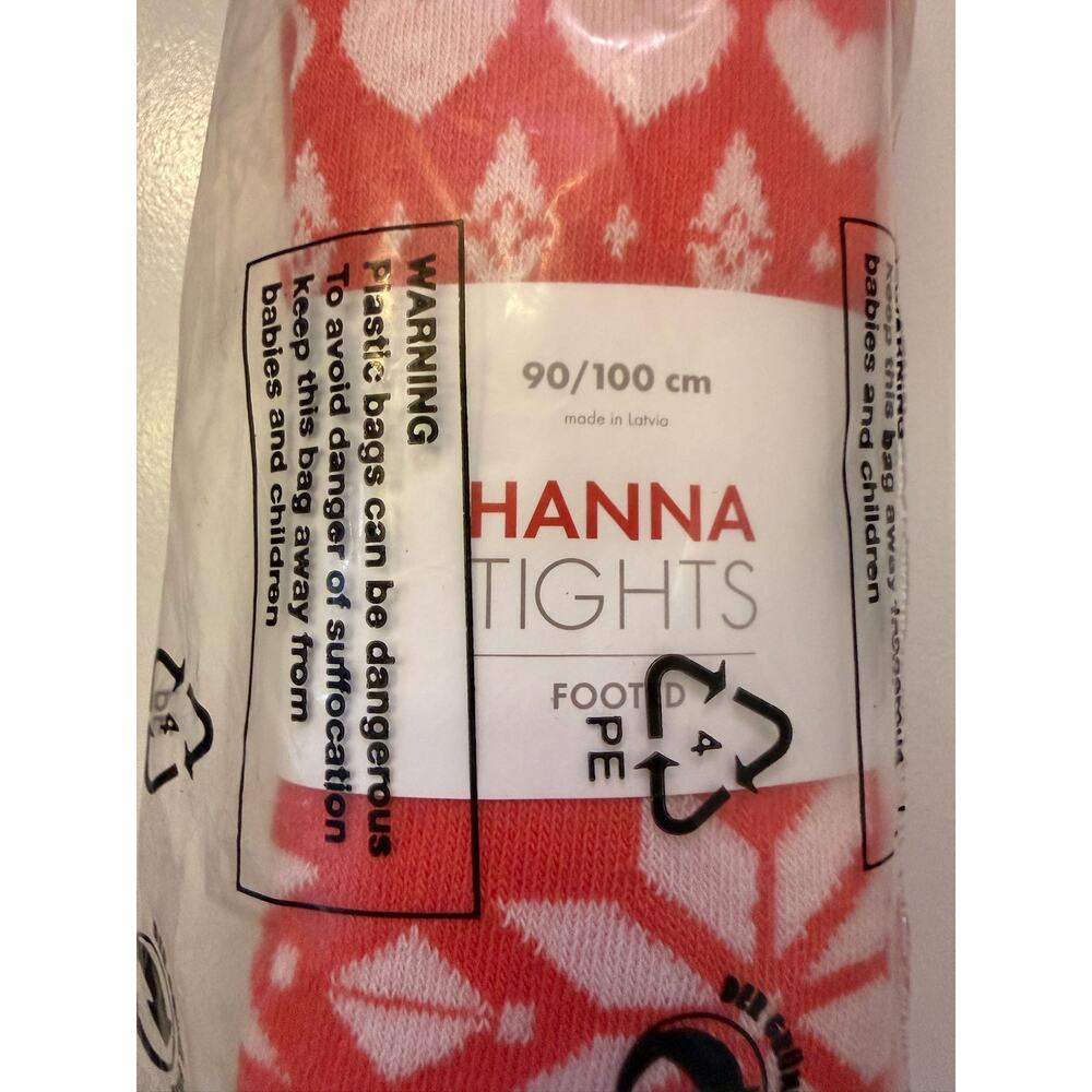 NWT Hanna Andersson Footed Tights Size 90-100 (US 4) Pink Winter Pattern